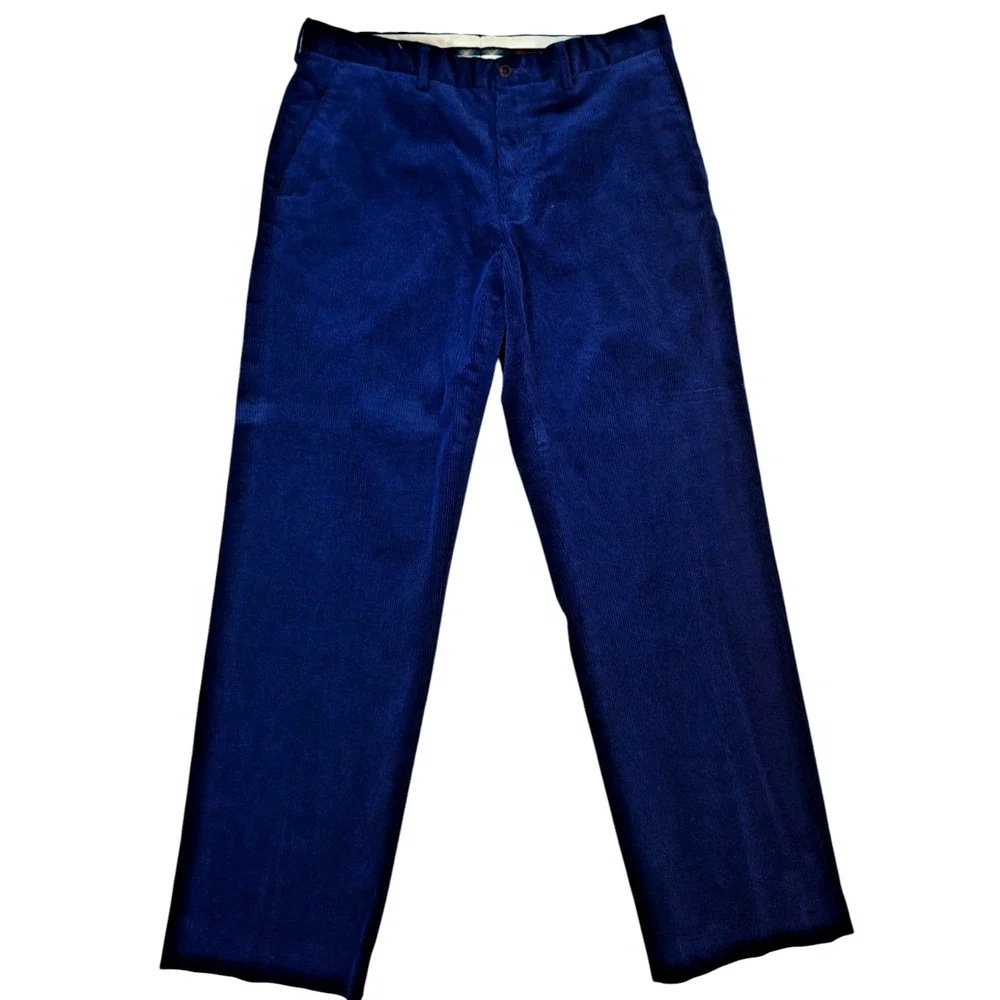 Polo Ralph Lauren Preston Corduroy Pants Men's 34x30*  Blue Flat Front Y2K